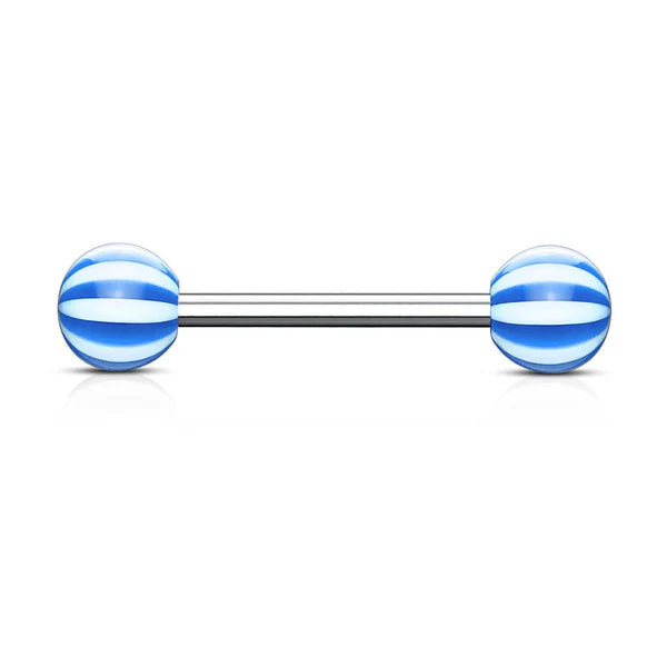 Titanium Tongue Ring Straight Barbell 14 Gauge Acrylic Ball - 10 Pack