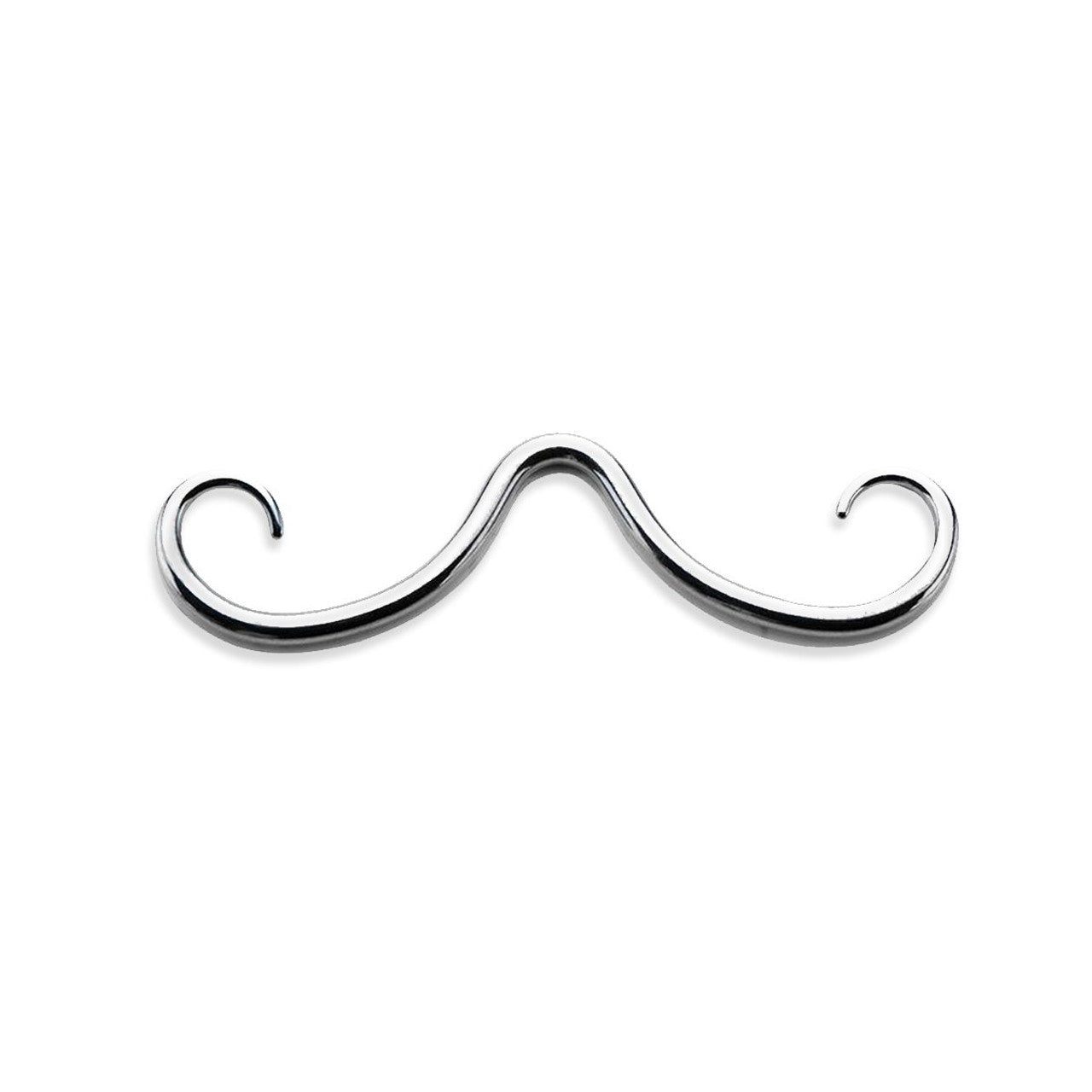Surgical Steel Curly Mustache Septum Ring 16 or 14 Gauge 2-3/4" Long
