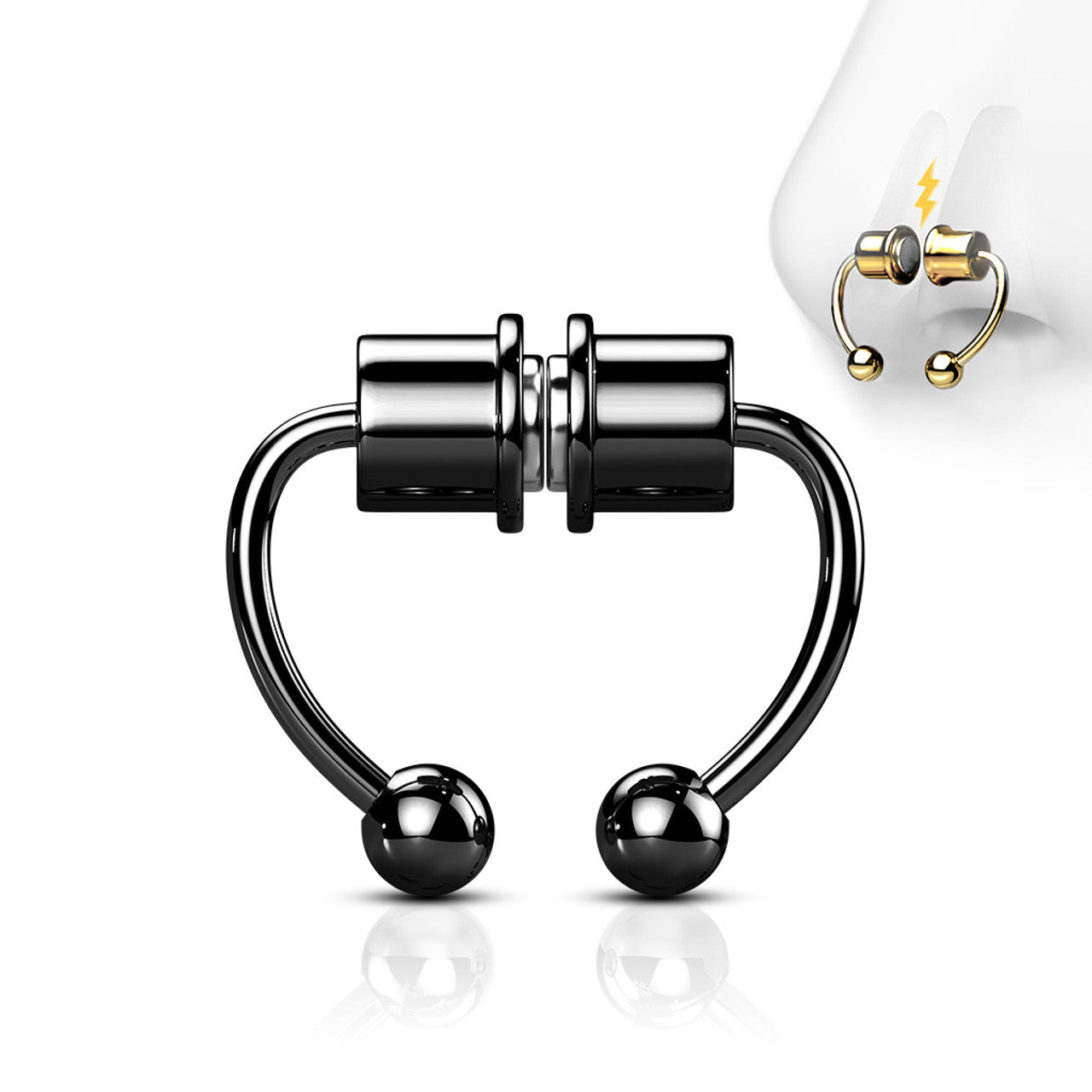 Magnetic Clip On Fake Non Piercing Septum Horseshoe Circular Barbell