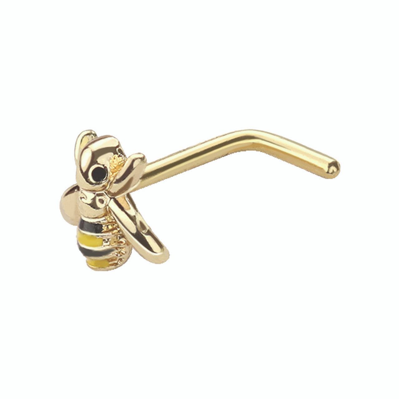 Surgical Steel Nose Ring Stud 20 Gauge 1/4" L Bend with Bumble Bee