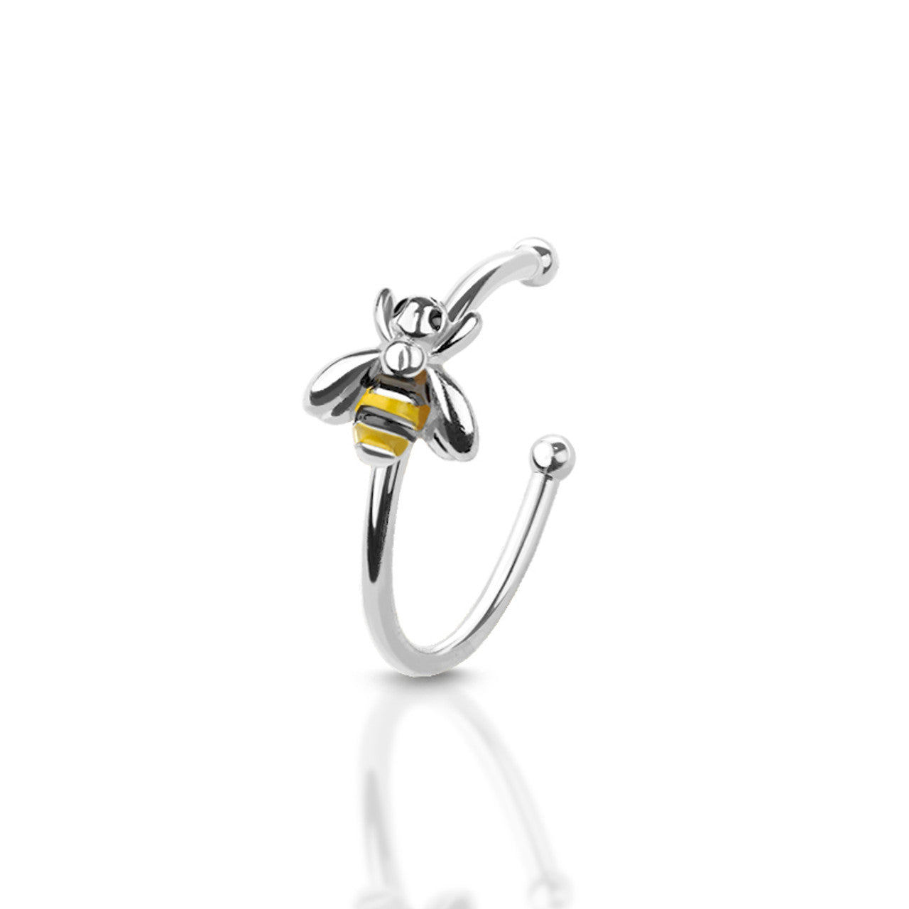 Surgical Steel Nose Ring Hoop 20 Gauge 5/16" With Front Bumble Bee
