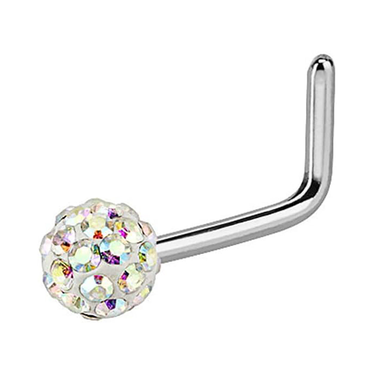 Surgical Steel Nose Ring Stud 20 Gauge 1/4" L Bend with Ferido Ball