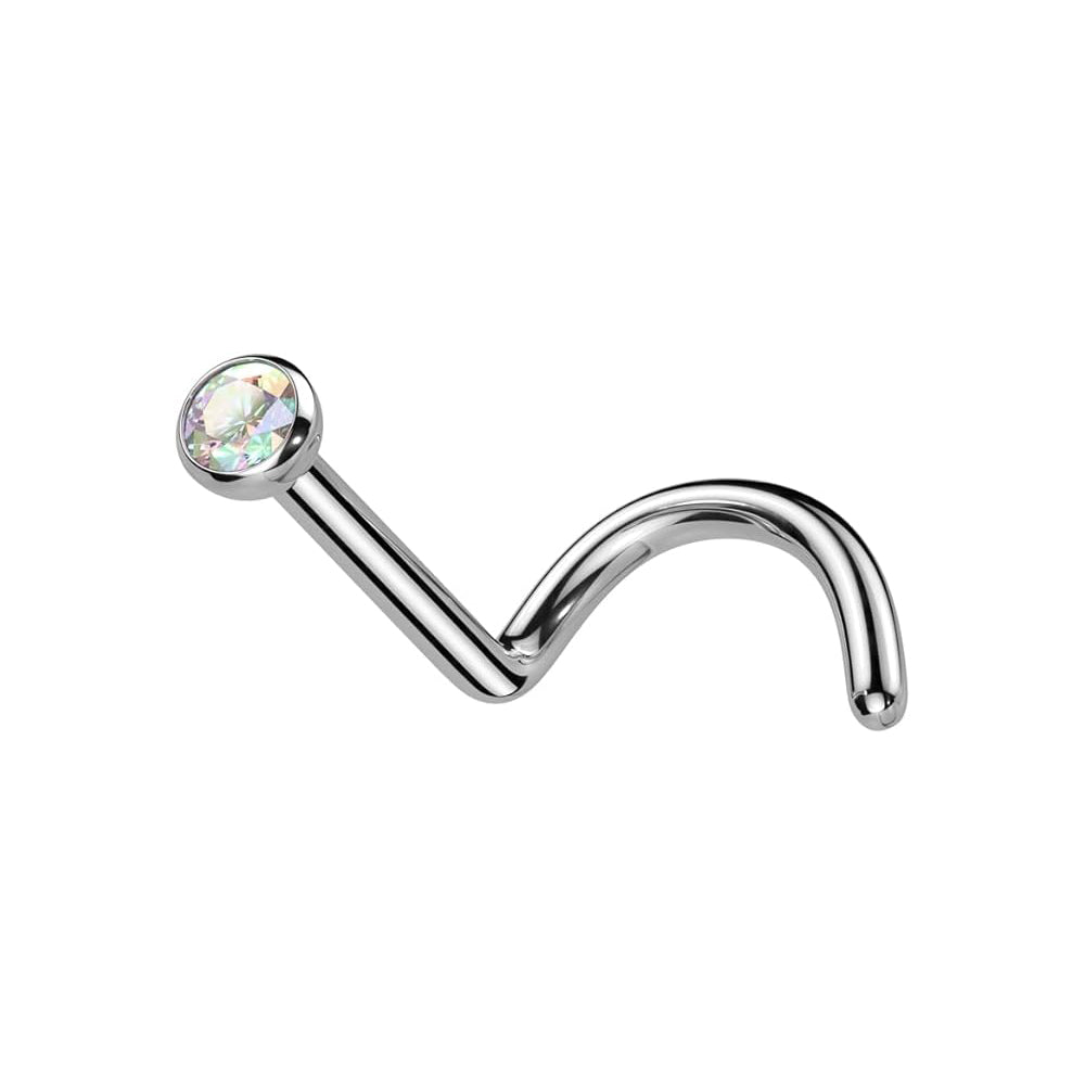 Titanium Nose Ring Screw Stud 18 Gauge 1/4" 6 MM & 2 MM CZ Gem