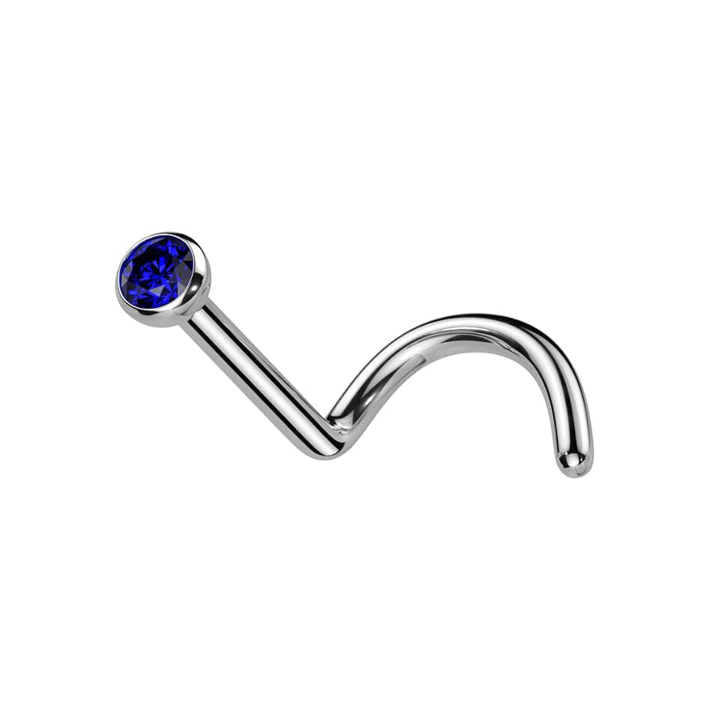 Titanium Nose Ring Screw Stud 18 Gauge 1/4" 6 MM & 2 MM CZ Gem