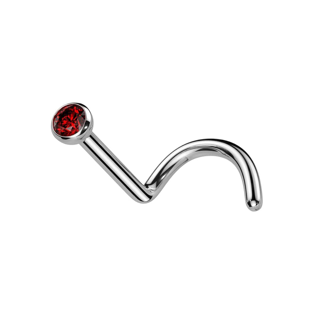 Titanium Nose Ring Screw Stud 18 Gauge 1/4" 6 MM & 2 MM CZ Gem