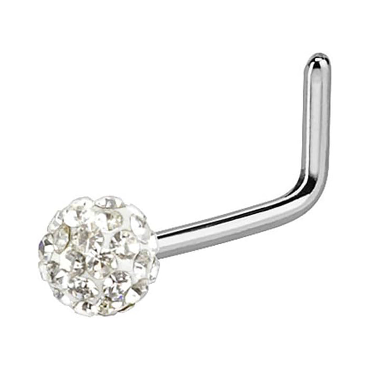 Surgical Steel Nose Ring Stud 20 Gauge 1/4" L Bend with Ferido Ball