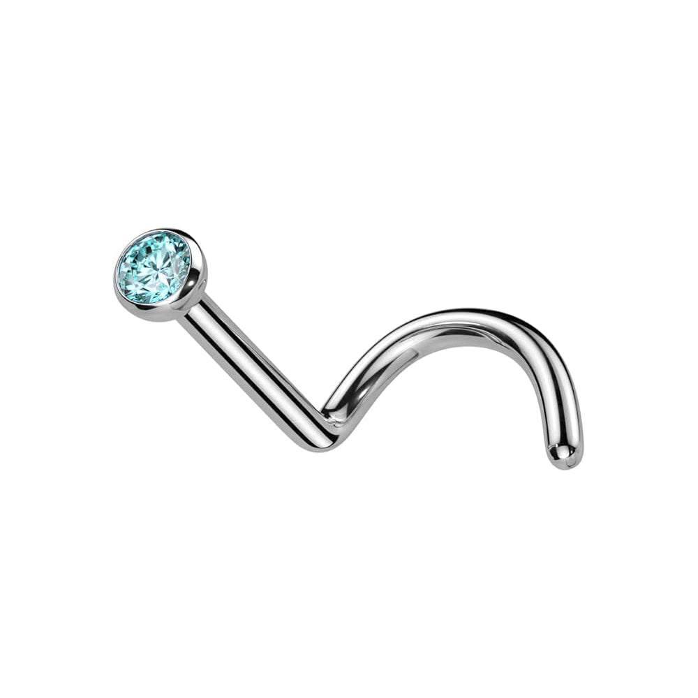 Titanium Nose Ring Screw Stud 18 Gauge 1/4" 6 MM & 2 MM CZ Gem