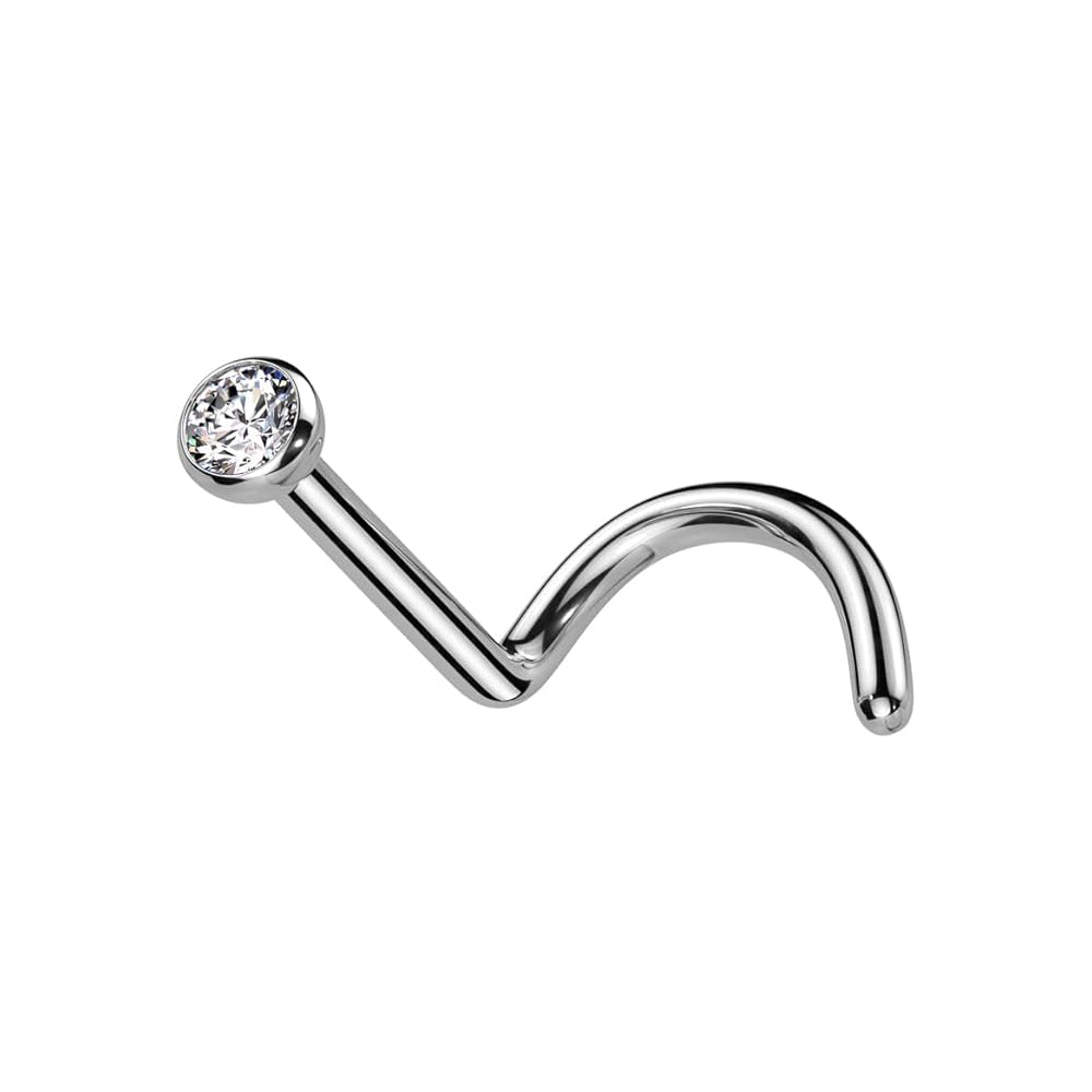 Titanium Nose Ring Screw Stud 18 Gauge 1/4" 6 MM & 2 MM CZ Gem