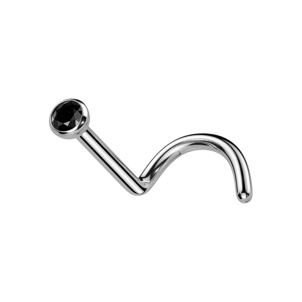 Titanium Nose Ring Screw Stud 18 Gauge 1/4" 6 MM & 2 MM CZ Gem