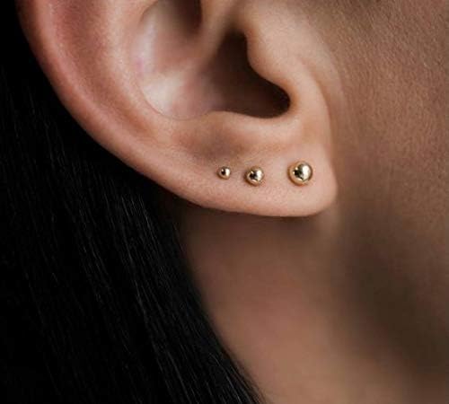 14 Karat Solid Gold Earring Stud 20 Gauge & Hollow Ball Ends - Pair