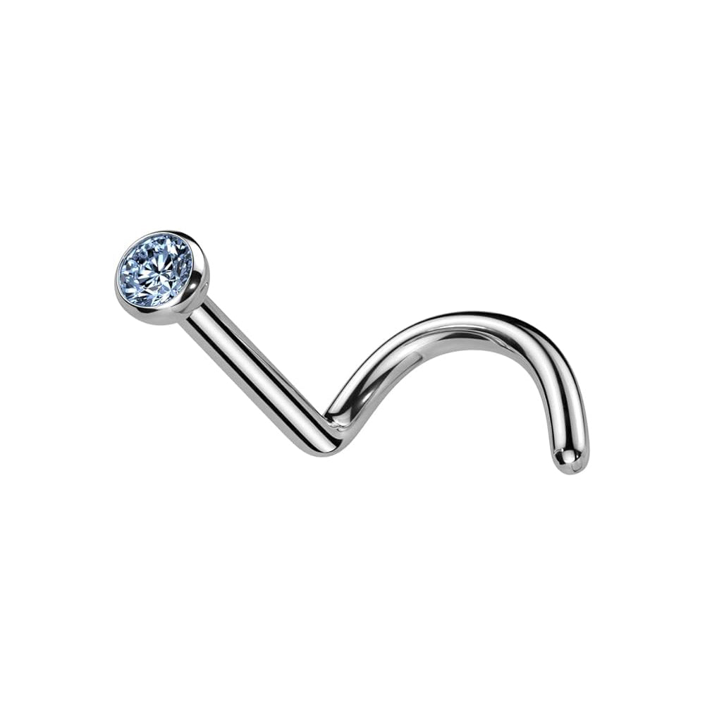 Titanium Nose Ring Screw Stud 18 Gauge 1/4" 6 MM & 2 MM CZ Gem