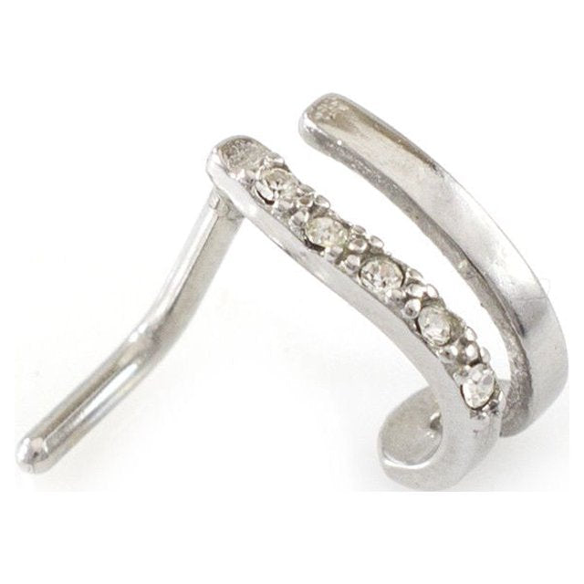 Surgical Steel Nose Ring 20 & 18 Gauge 1/4" L Bend With CZ Double Hoop