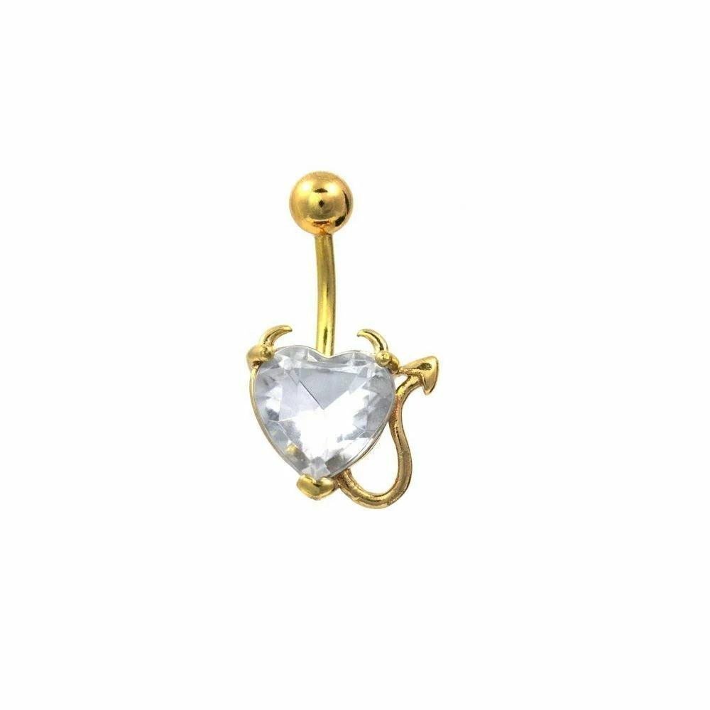 Surgical Steel Belly Button Ring 14 Gauge 7/16" (11 MM) Devilish Heart