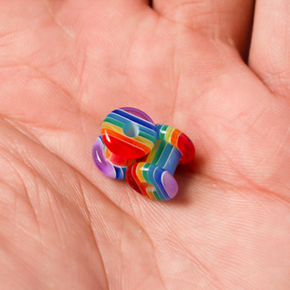 Acrylic 2 Gauge Ear Gauges Plugs Rainbow Marble Stripes Design - Pair - photo 4