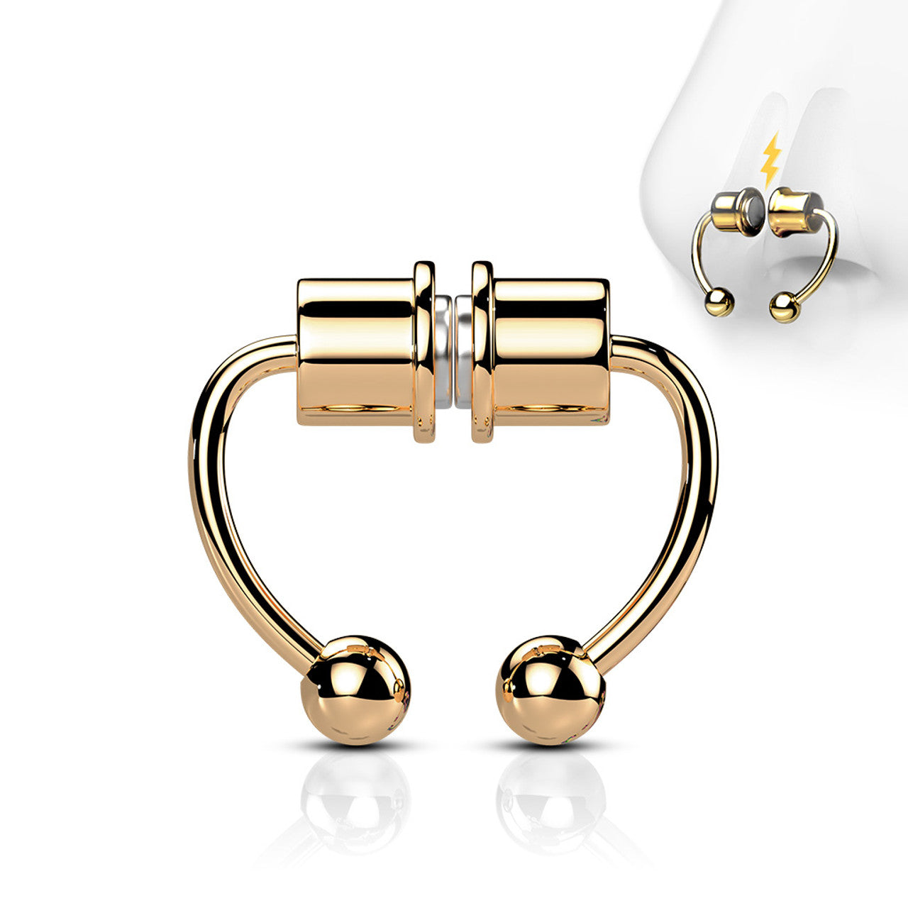 Magnetic Clip On Fake Non Piercing Septum Horseshoe Circular Barbell