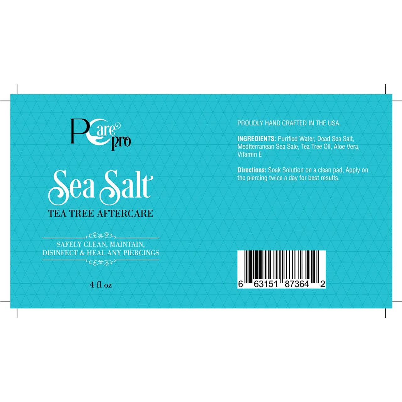 pCare Pro Sea Salt Tea Tree Aftercare Piercing Solution - 4 Oz. Bottle