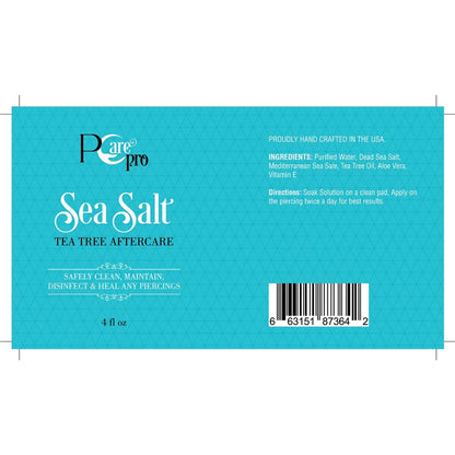 pCare Pro Sea Salt Tea Tree Aftercare Piercing Solution - 4 Oz. Bottle