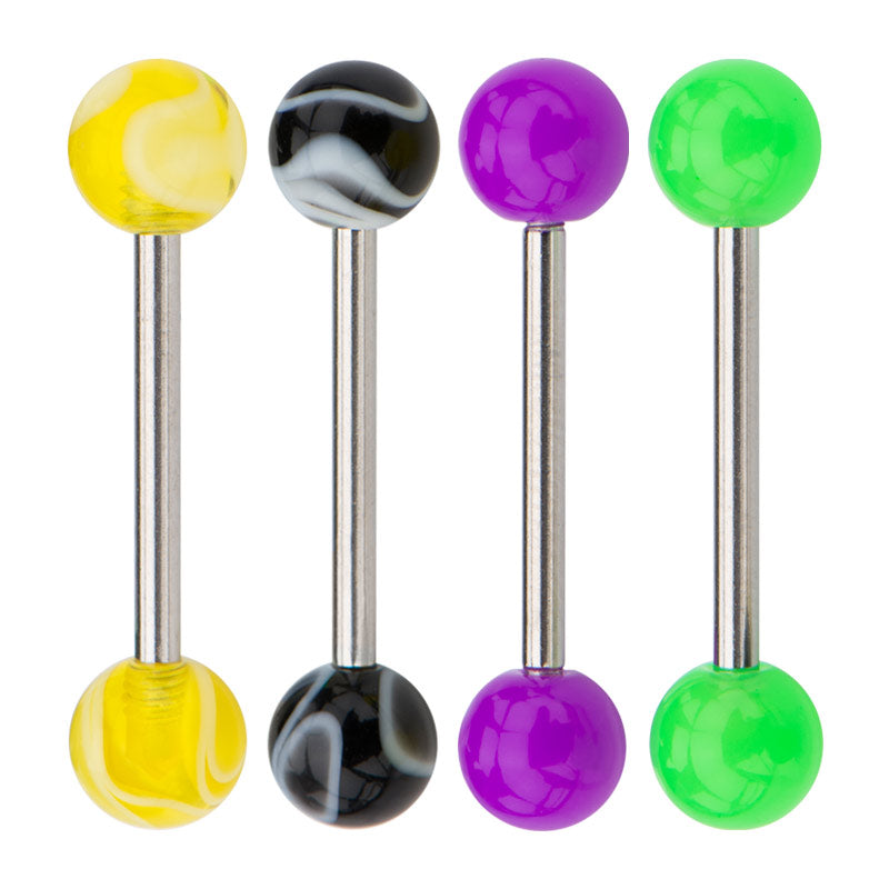 Surgical Steel 14 Gauge Tongue Barbell Multi Pack - 4 Pack
