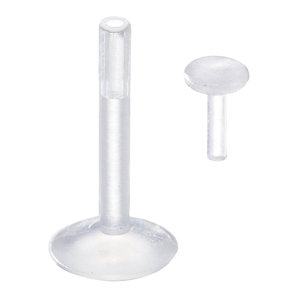 Clear Bio-Flex Labret Retainer 14 Gauge with Threadless Removable Top