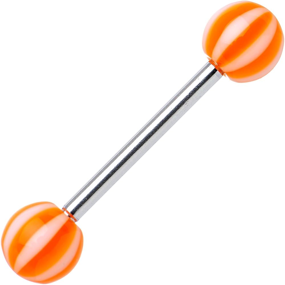 Surgical Steel Tongue Ring Straight Barbell 14 Gauge Acrylic - 7 Pack