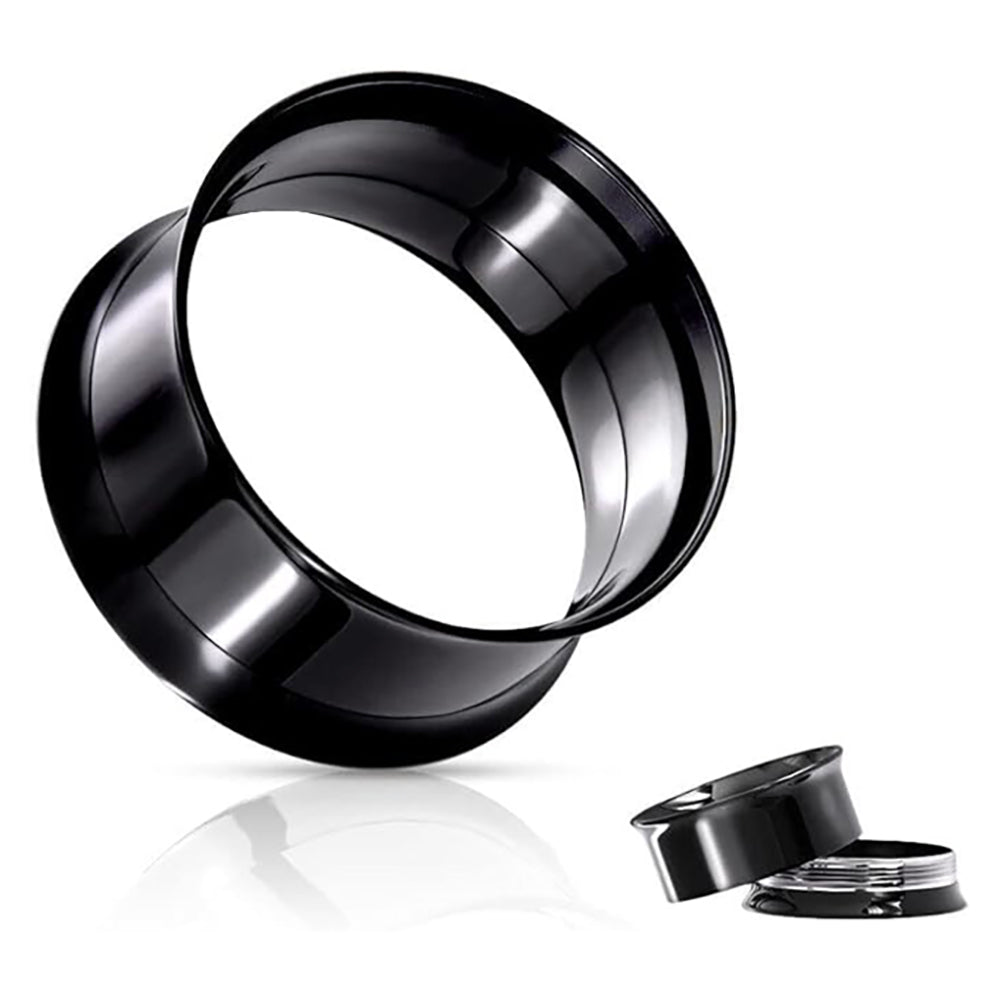 Double Flared Black Screw Fit Plug Ear Tunnel 8 to 1" Gauge - Pair
