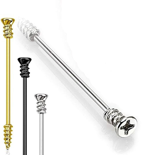 Surgical Steel Industrial Barbell 14 Gauge 38 MM With Screw Design