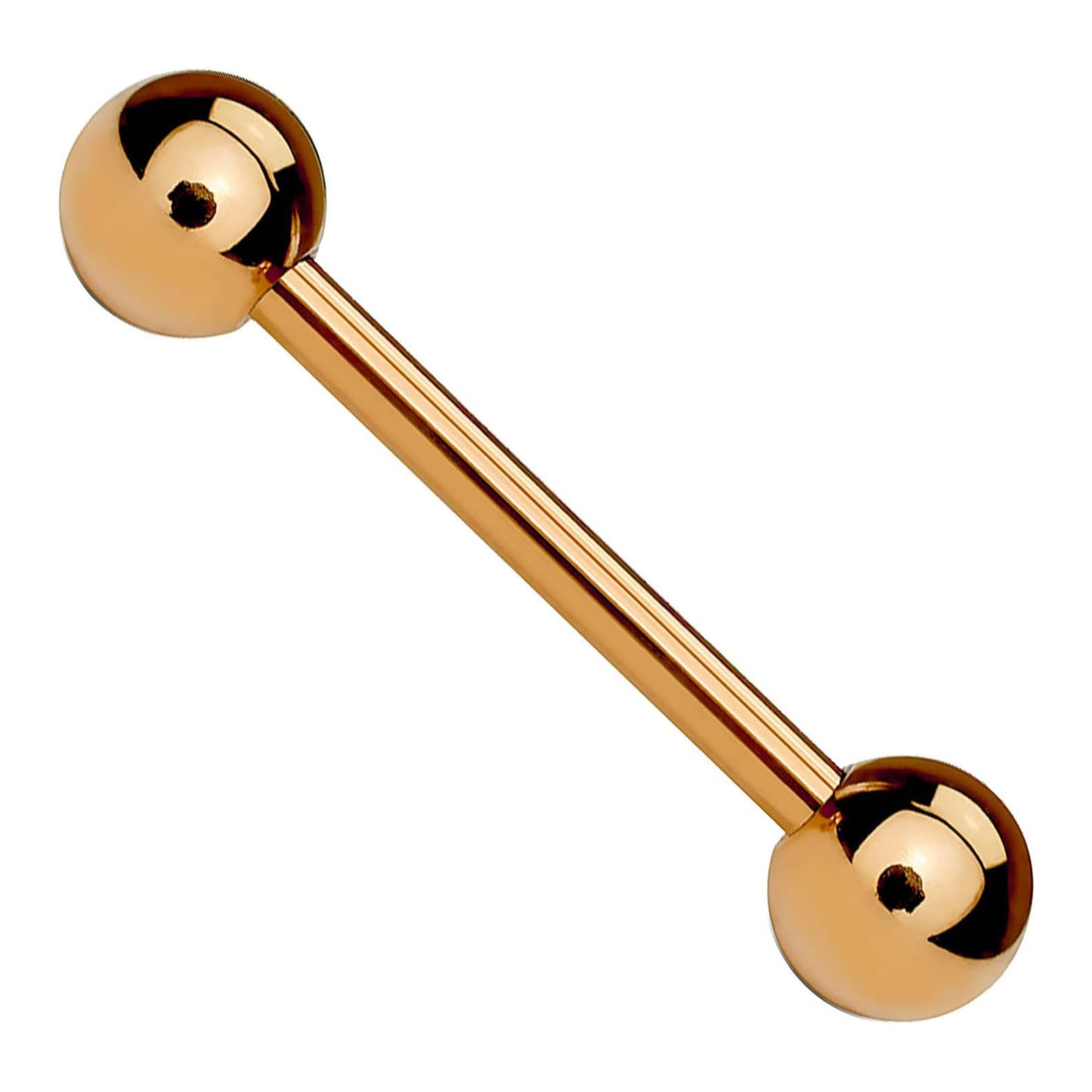 Surgical Steel Rose Gold Straight Barbell 16 & 14 Gauge Tongue Nipple
