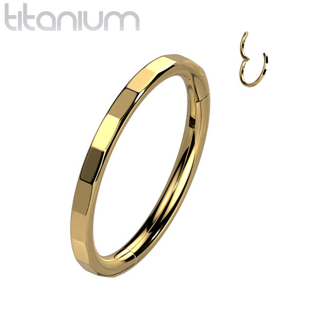 Titanium Hinged Segment Hoop Ring 16 Gauge With Outward Facing Facets