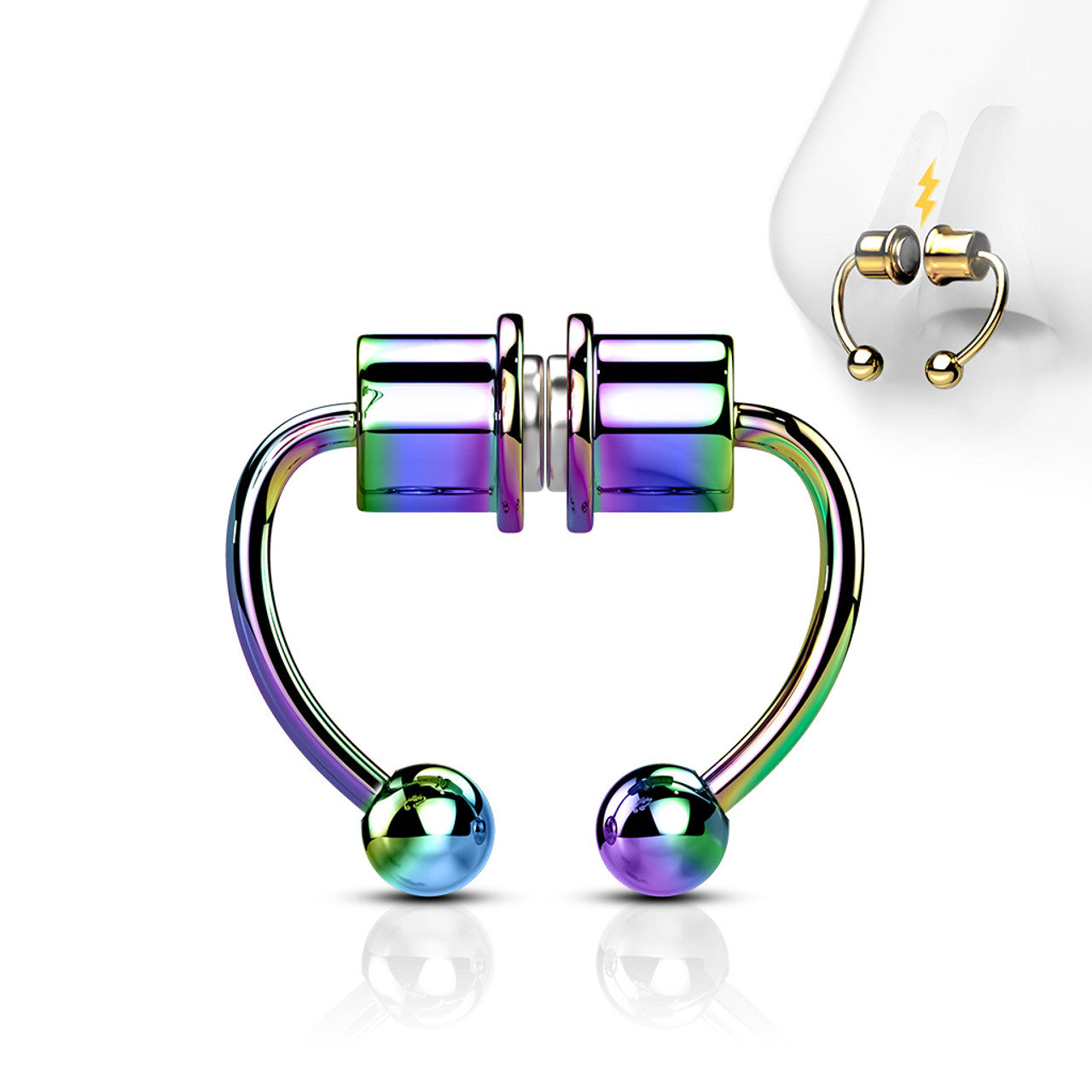 Magnetic Clip On Fake Non Piercing Septum Horseshoe Circular Barbell