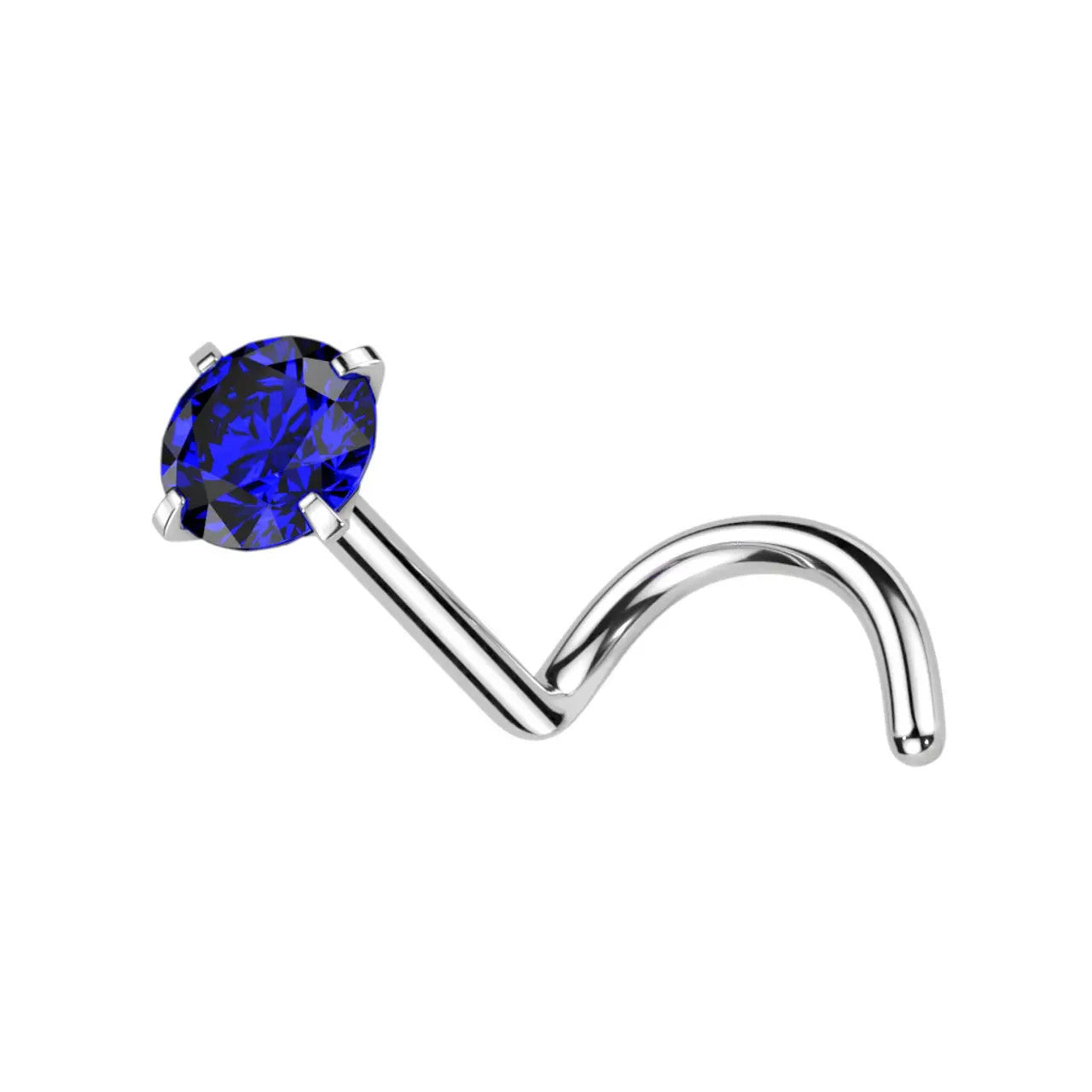Titanium Nose Ring Screw Stud 20 & 18 Gauge 1/4" with Prong Round Gem