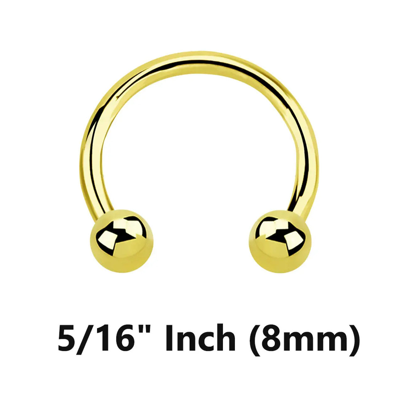 14 Karat Gold Horseshoe Circular Barbell Ring 16 Gauge Threadless