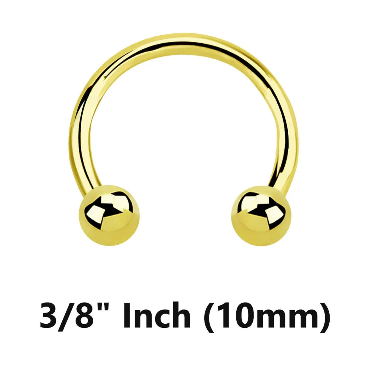 14 Karat Gold Horseshoe Circular Barbell Ring 16 Gauge Threadless
