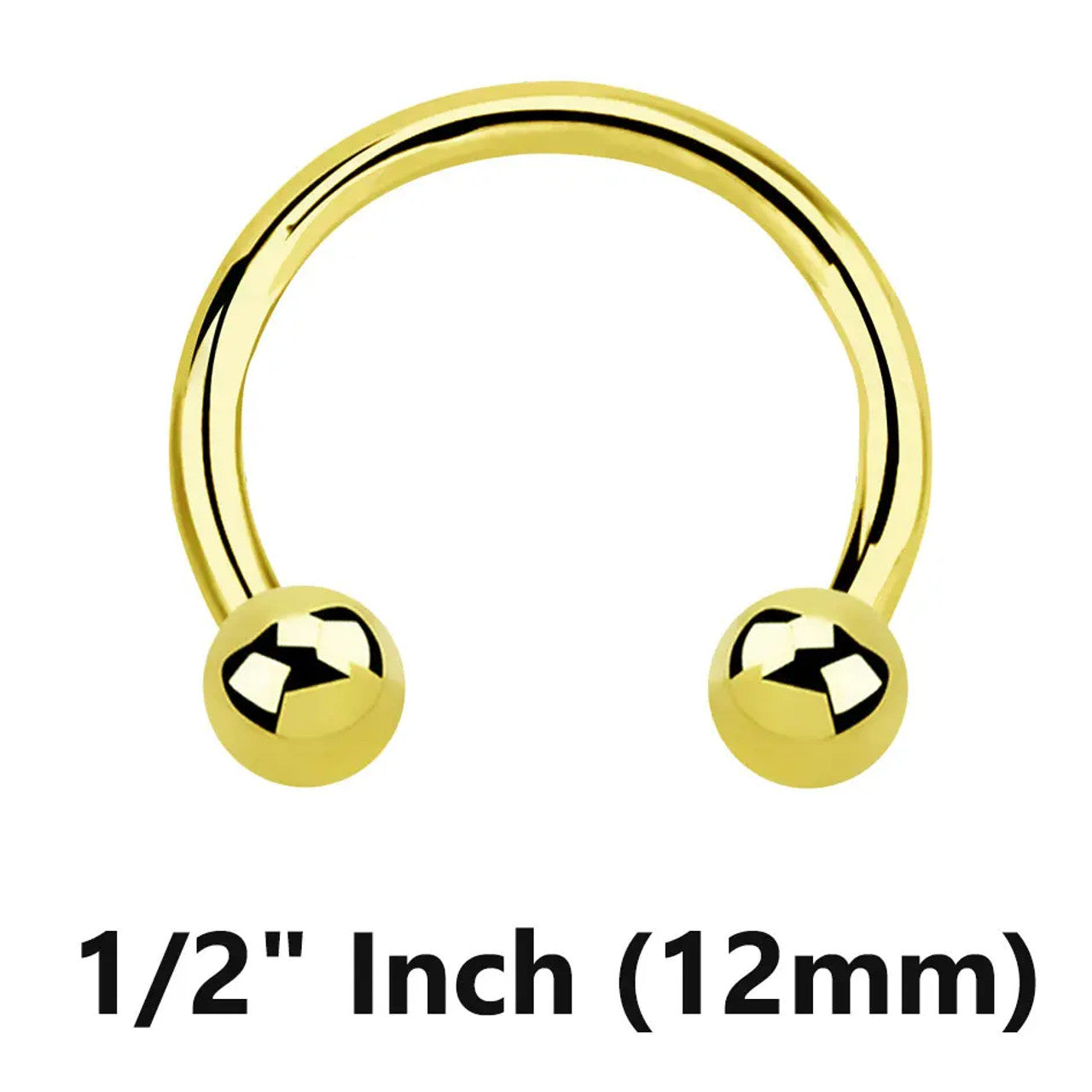 14 Karat Gold Horseshoe Circular Barbell Ring 16 Gauge Threadless