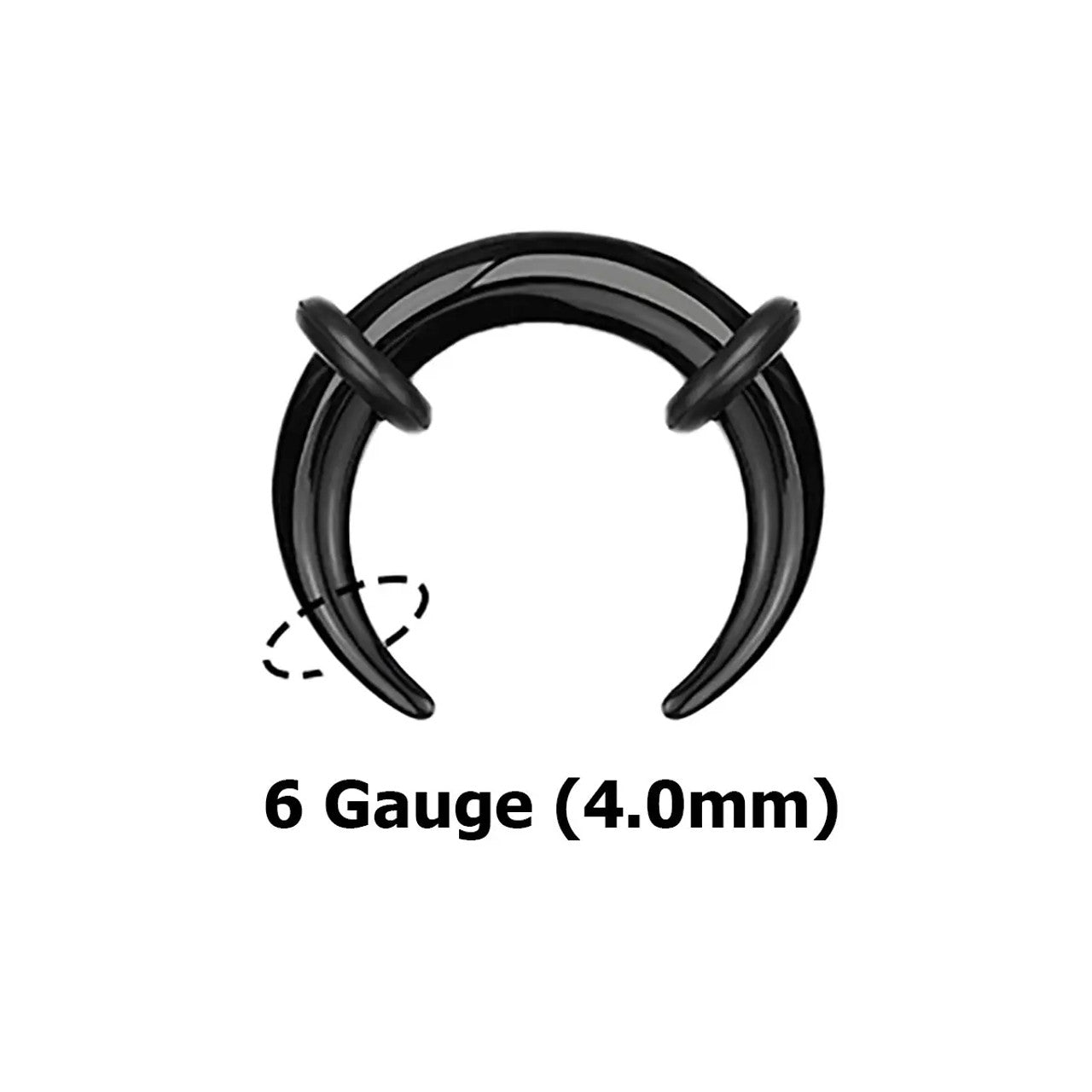 Acrylic Bull Horn Tapers Septum & Ear Plugs with 2 Black O-Rings