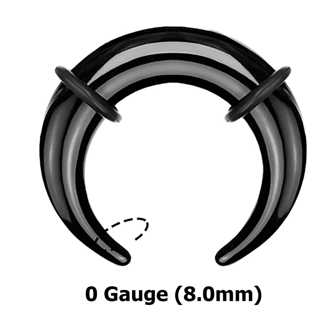 Acrylic Bull Horn Tapers Septum & Ear Plugs with 2 Black O-Rings