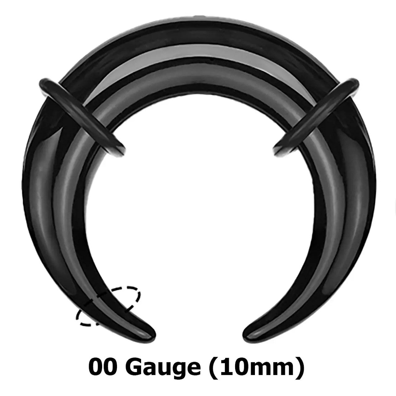 Acrylic Bull Horn Tapers Septum & Ear Plugs with 2 Black O-Rings
