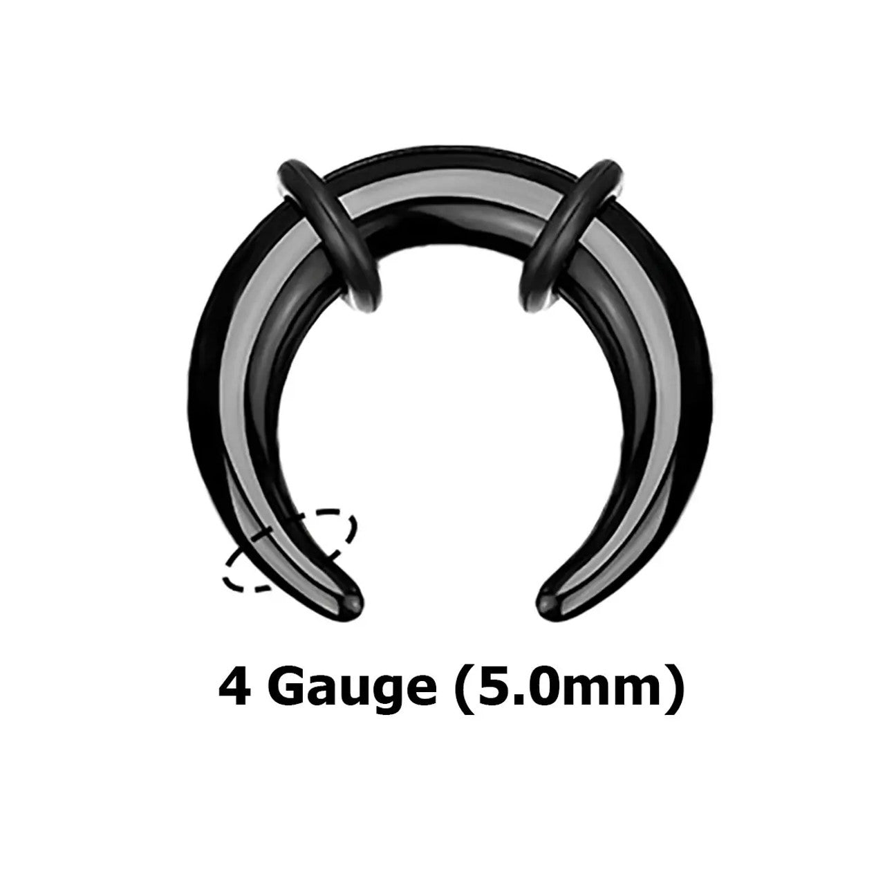 Acrylic Bull Horn Tapers Septum & Ear Plugs with 2 Black O-Rings