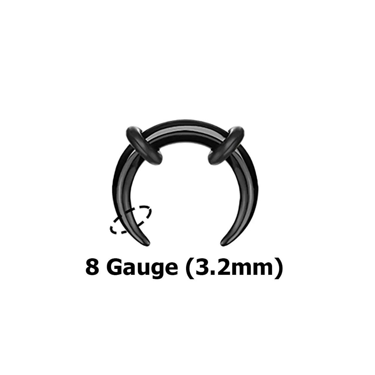 Acrylic Bull Horn Tapers Septum & Ear Plugs with 2 Black O-Rings