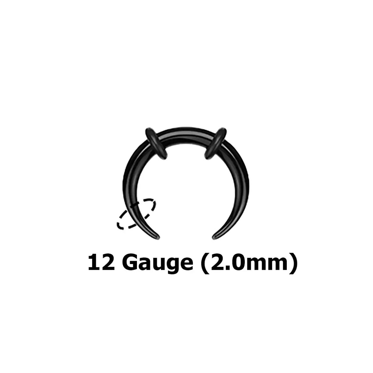 Acrylic Bull Horn Tapers Septum & Ear Plugs with 2 Black O-Rings