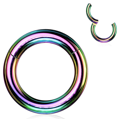 Surgical Steel Hinged Clicker Segment Ring Hoop 8 to 2 Gauge - Large