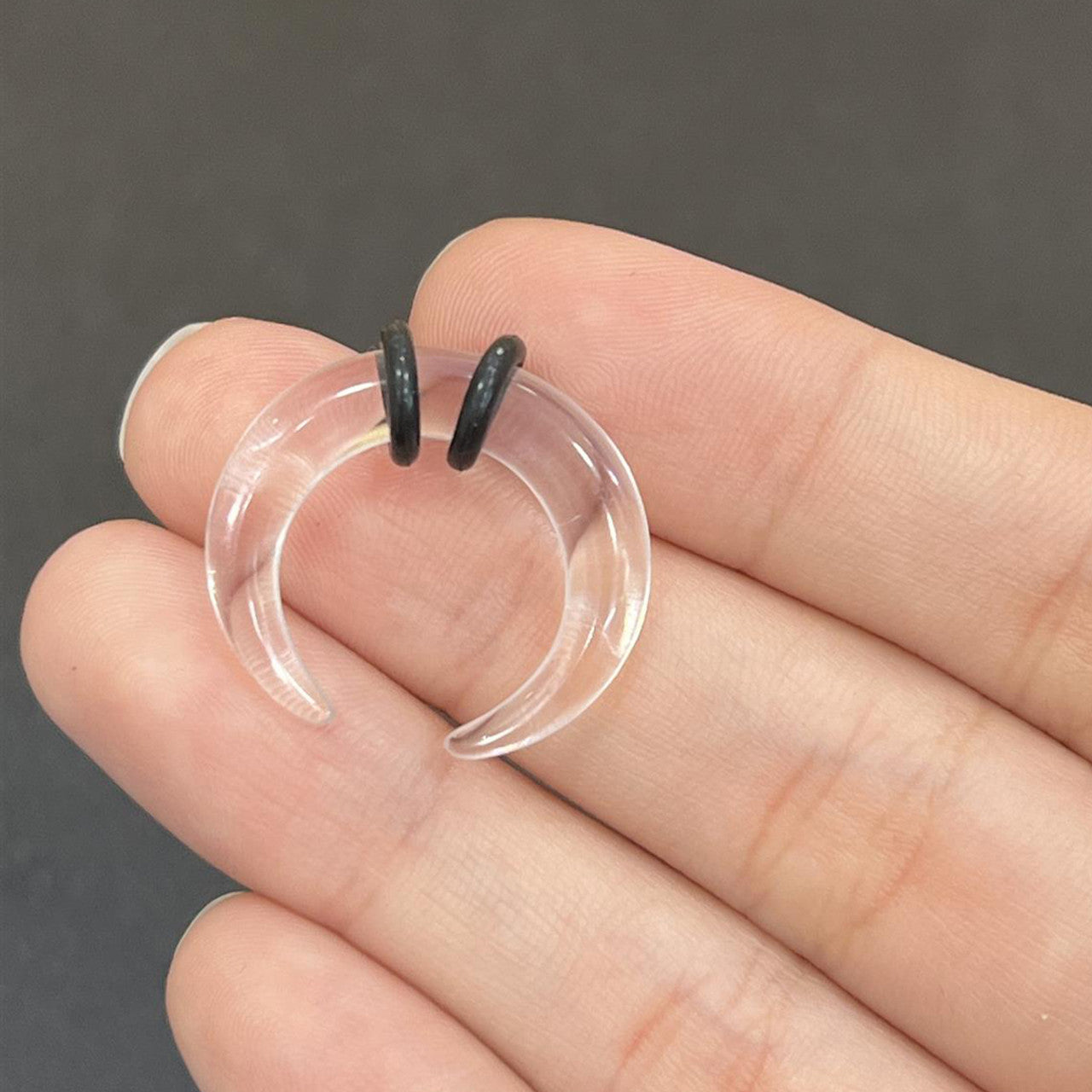Acrylic Clear Bull Horn Tapers Septum & Ear Plugs with 2 O-Rings