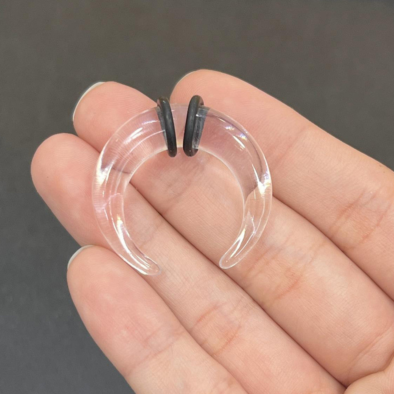 Acrylic Clear Bull Horn Tapers Septum & Ear Plugs with 2 O-Rings