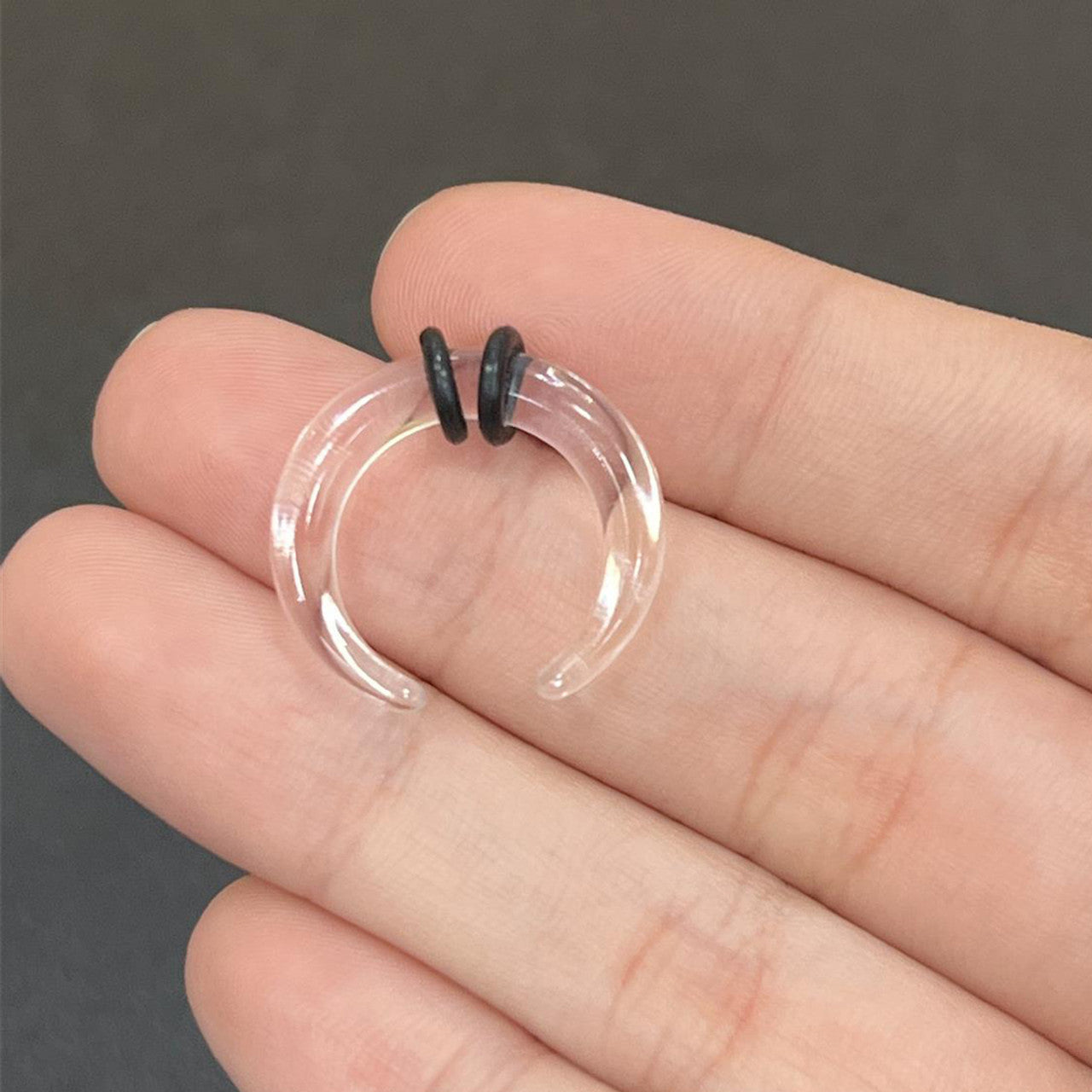 Acrylic Clear Bull Horn Tapers Septum & Ear Plugs with 2 O-Rings