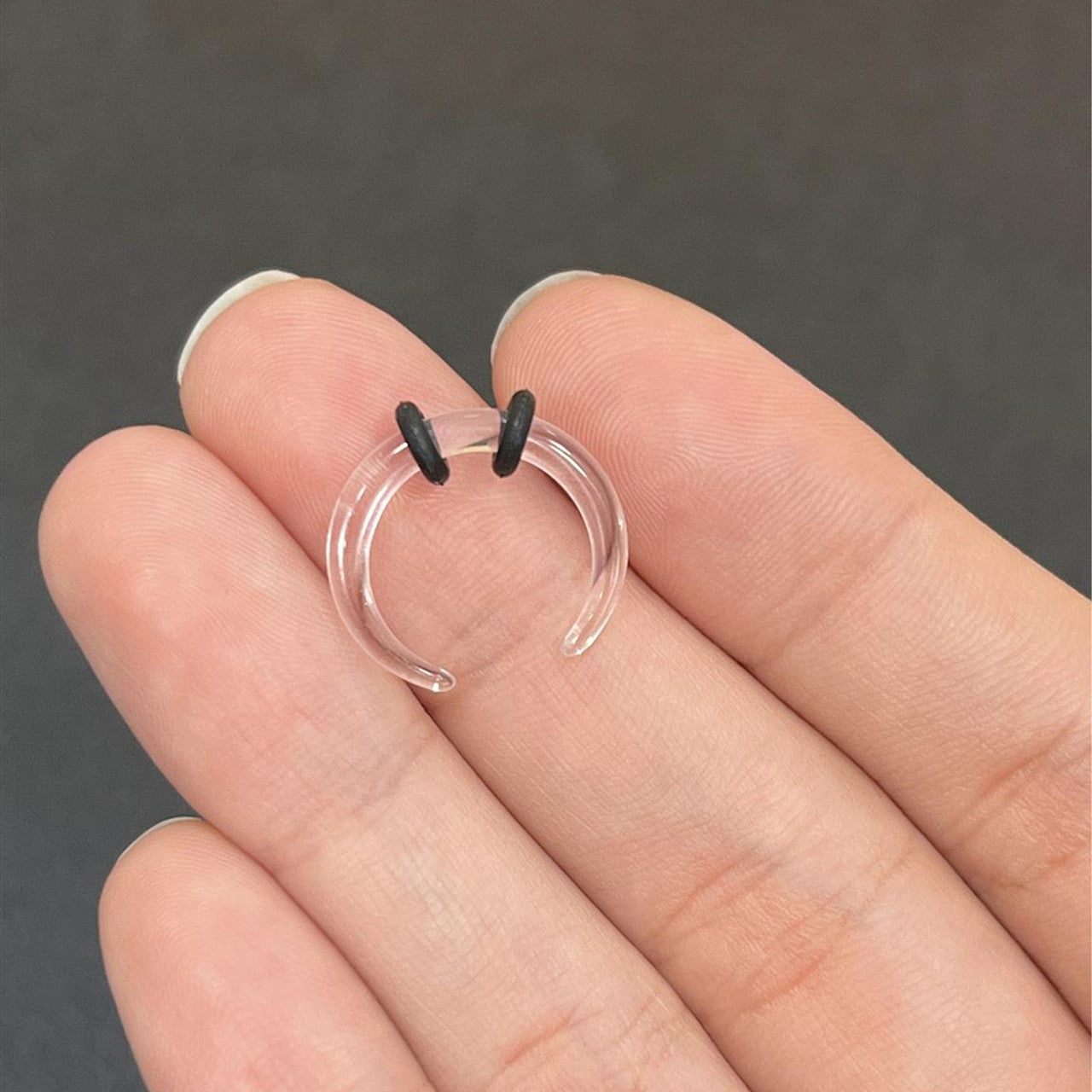 Acrylic Clear Bull Horn Tapers Septum & Ear Plugs with 2 O-Rings