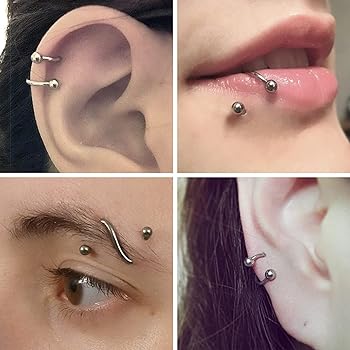 Surgical Steel Spiral Barbell Ring 16 & 14 Gauge With Ferido Ball - Pair