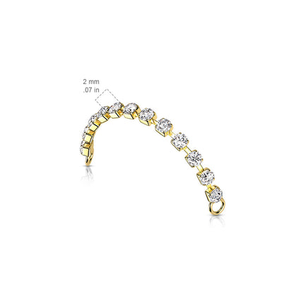 Stainless Steel Nose & Ear Link Bridge Connector Chain With CZ Gems