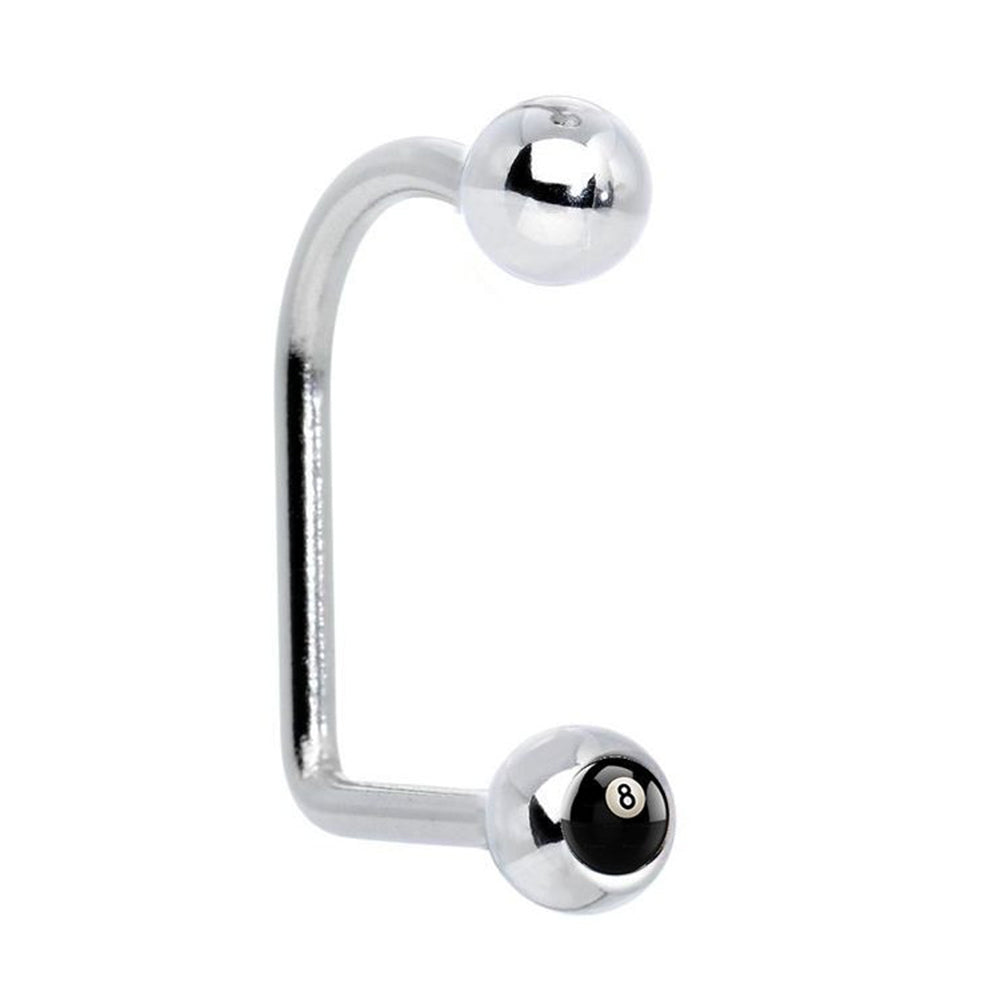 Surgical Steel 14 Gauge Lippy Loop Labret with 8 Ball Logo - 10mm
