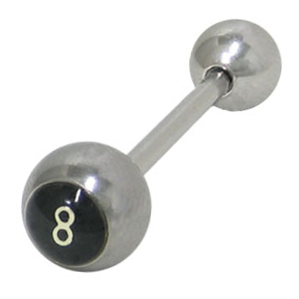Surgical Steel 14 Gauge Tongue Barbell with 8 Logo