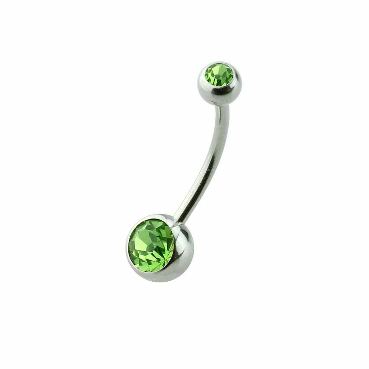 Surgical Steel Long Belly Ring 14 Gauge 5/8" (16 MM) & Color CZ Gems