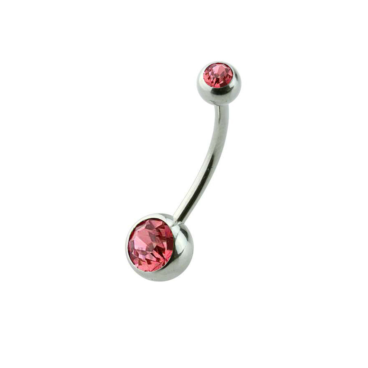 Surgical Steel Long Belly Ring 14 Gauge 5/8" (16 MM) & Color CZ Gems